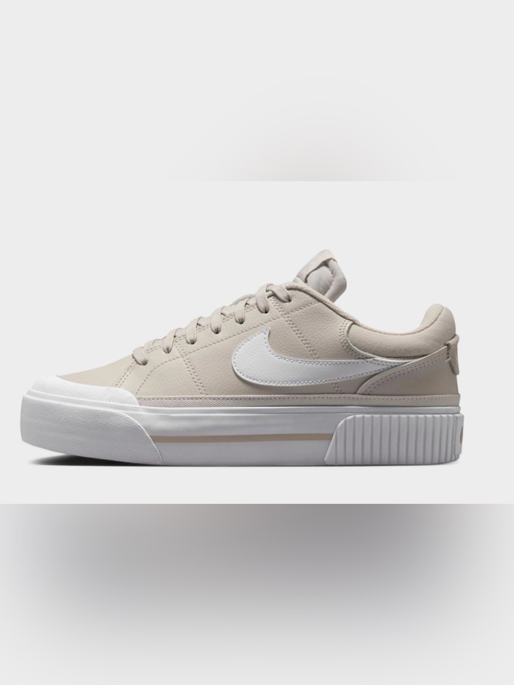 Nike Women's Court Legacy Lift platform shoes in Light Orewood Brown/White